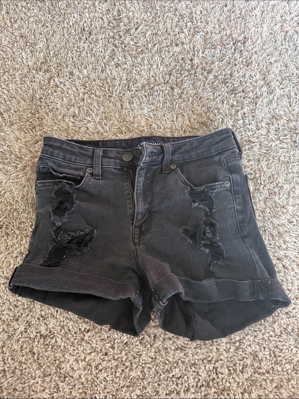 Aeropostale Black Distressed High-Rise Jean Shorts